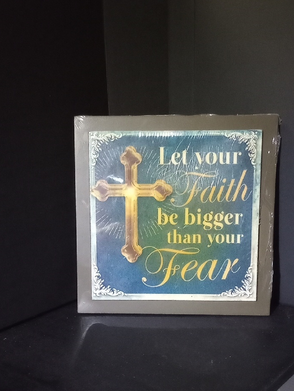 Faith Wall Art Sign in Blue and Gold - Inspirational Home Decor